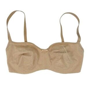 Soma Shadow Balconet Bra sz 32DD * Unlined Dotted Mesh Balconette Beige Nude Tan